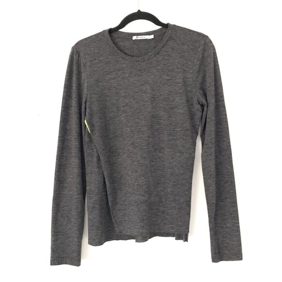 Alexander Wang Gray Long Sleeve Crew Neck Top T-Shirt Size L Stretch - Picture 1 of 5
